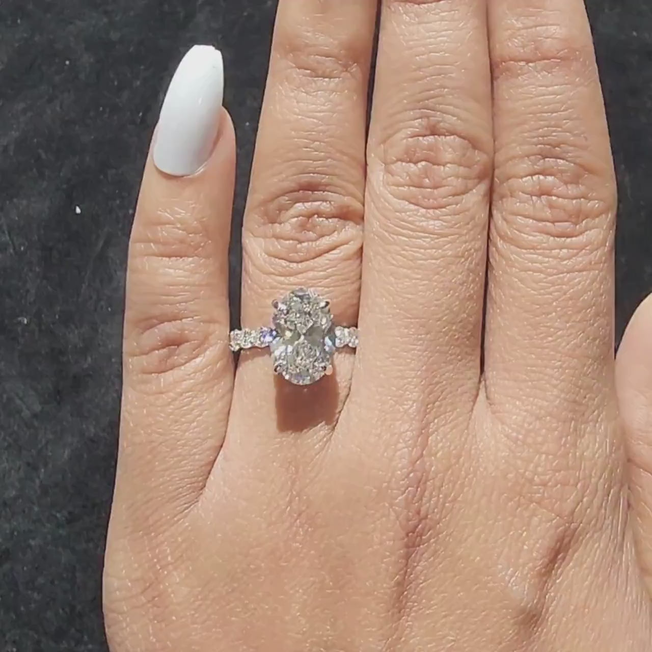 Oval Lab Grown Diamond Engagement Ring: Hidden Halo Certified Rings