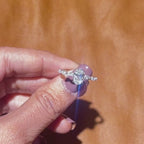 3 Ct Oval And Marquise Cut Lab Grown Diamond Engagement Ring, Side Marquise Diamonds Wedding 5 Stone Anniversary Ring